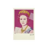 plate signed Andy Warhol "Queen Elizabeth" lithograph printed in colors from the portfolio "Reigning