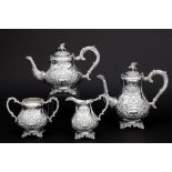 4pc Regency style coffee and teaset in marked silver || Vierdelig koffie- en theestel met Regency-