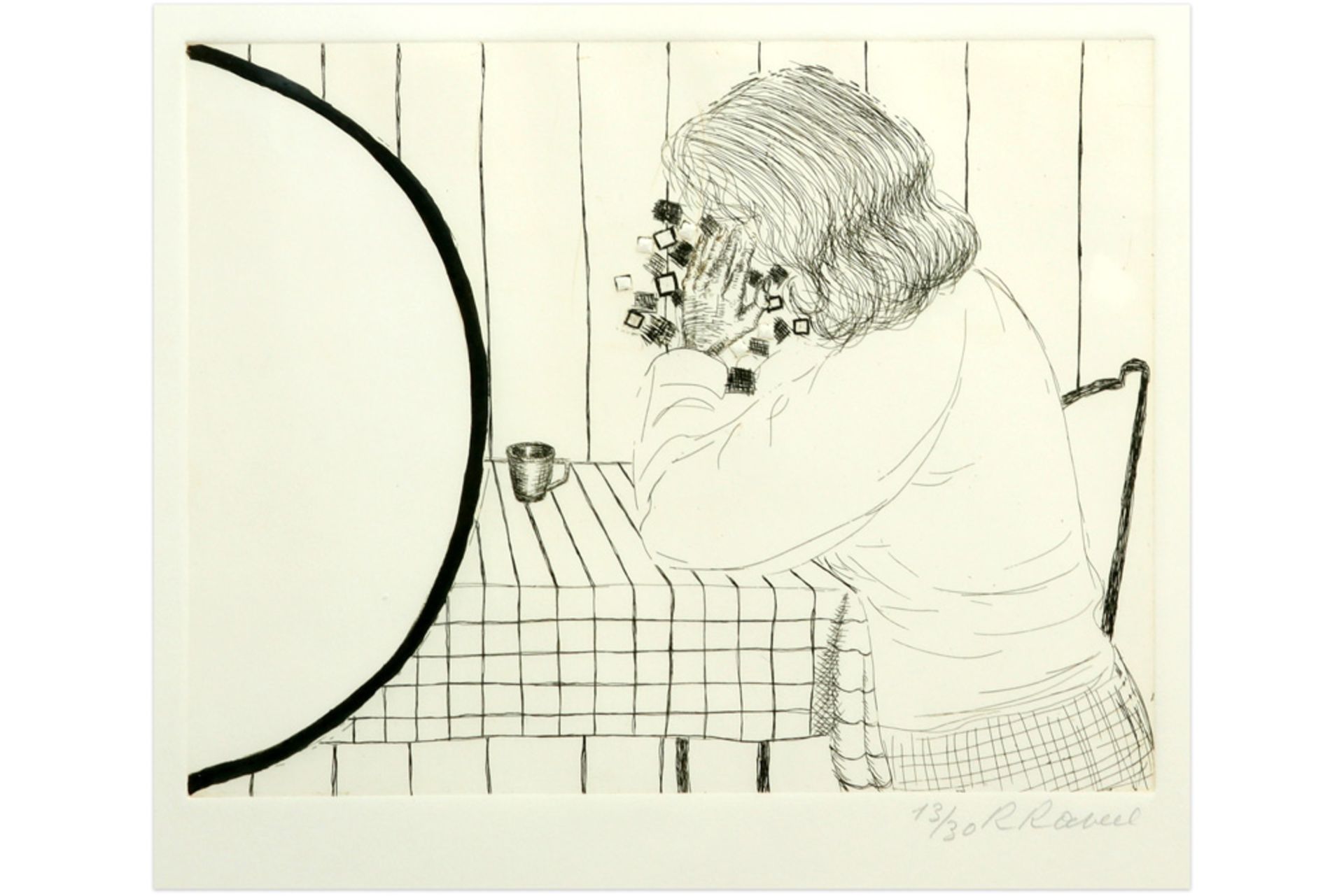 Roger Raveel signed etching || RAVEEL ROGER (1921 - 2013) ets n° 13/30 met de voorstelling van een