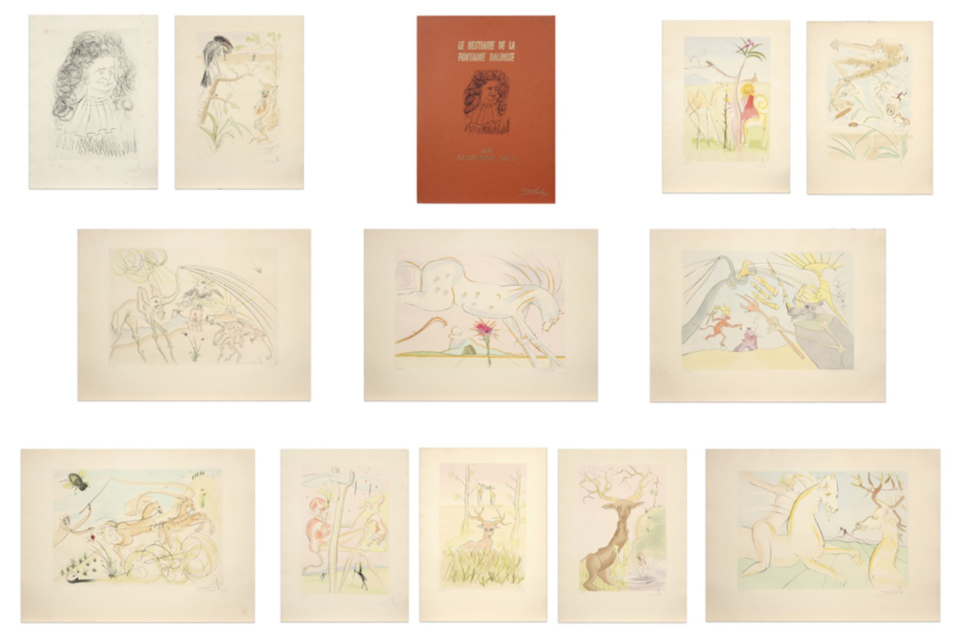 Salvador Dali's "Le Bestiaire de La Fontaine Dalinise" portfolio with 12 signed and numbered