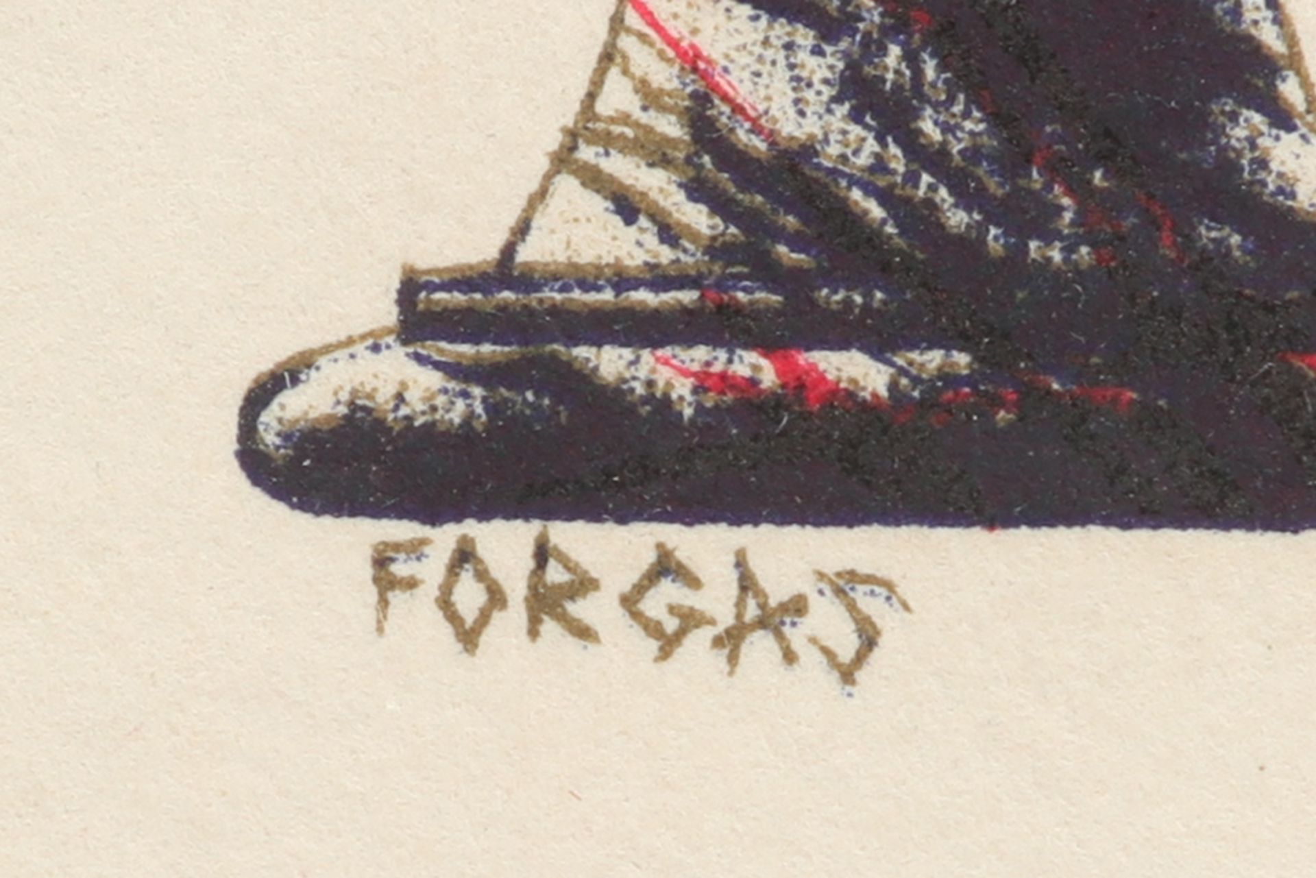 Forgas signed print in colors with a satirical theme || FORGAS (20° - 21° EEUW) print in kleuren met - Image 2 of 3