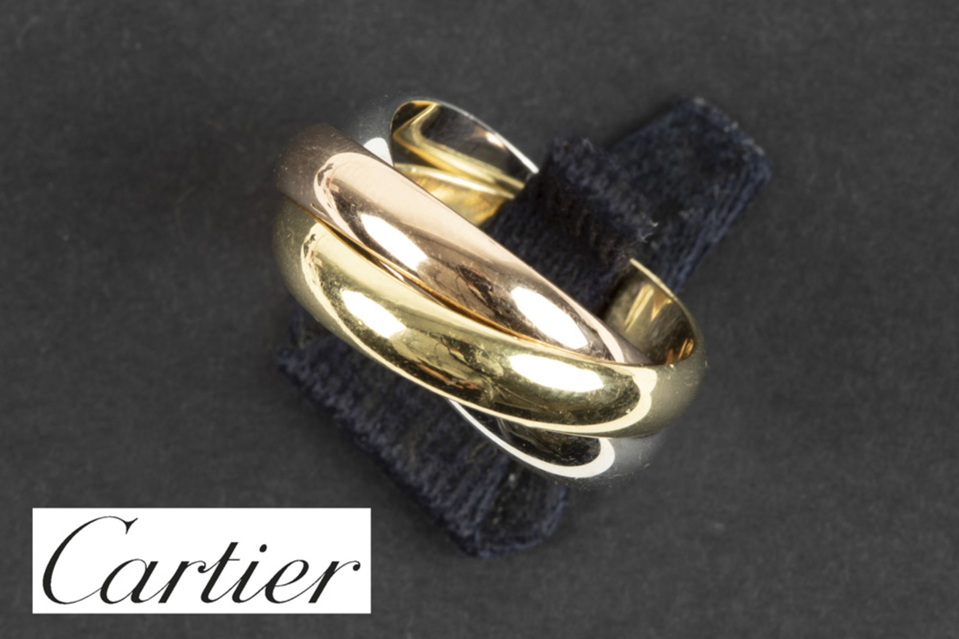 Cartier signed "Trinity" ring in yellow, white and pink gold (18 carat) - with its original box