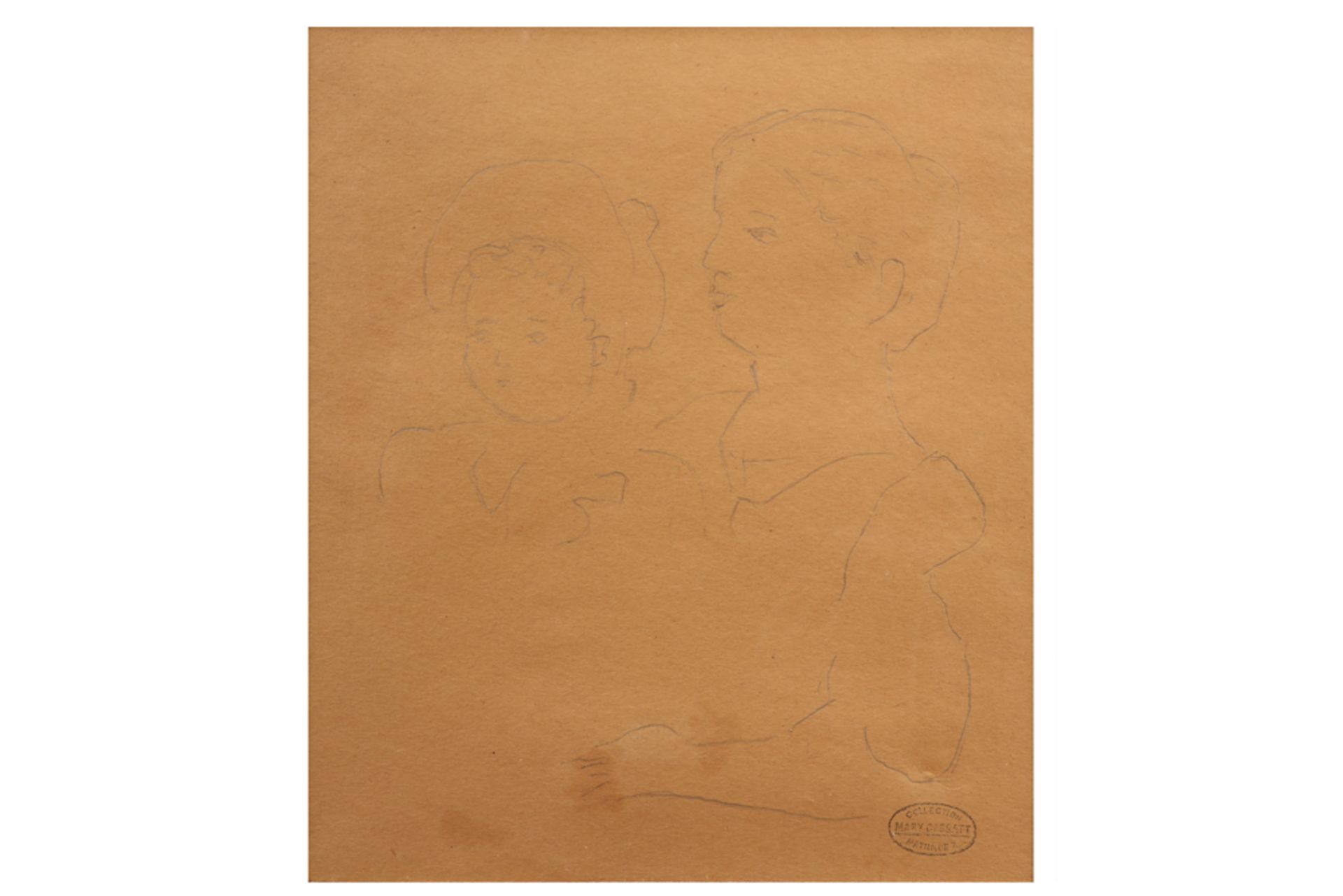 Mary Cassatt "Mother and Child" drawing with a stamp " Collection Mary Cassatt Mathilde..." prov :