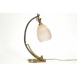 French Schneider signed Art Nouveau lamp with a marked gilded bronze base and a shade in pâte de