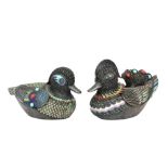 pair of Chinese vintage birds (ducks) in metal and enamel || Paar Chinese vintage sierobjecten in