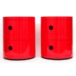 two Anna Castelli marked red "Componibli Drawers" by Kartell || ANNA CASTELLI (1918 - 2006) twee "