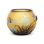 vase in pâte de verre in the style of Gallé with a typical decor with flowers and with dragonflies