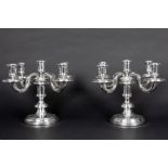 pair of French Cardeilhac signed candelabras in marked silver || CARDEILHAC paar tafelkandelaars