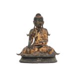 18th/19th Cent. Burmese Shan period "Buddha" sculpture in bronze with remains of the original