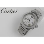 completely original Cartier marked automatic "Pasha C" wristwatch in steel - with its box and papers