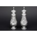 pair of German antique neoclassical casters in marked silver with typical Louis XVI design and