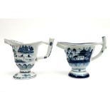 two 18th Cent. Chinese pitchers in porcelain with a blue-white decor || Twee achttiende eeuwse
