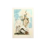 Salvador Dali signed lithograph printed in colors with a typical representation with angel || DALI