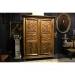 17th Cent. French Louis XIII style armoire in fruitwood with panels with "pointe de diamond" designs