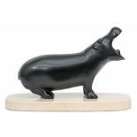 François Pompon posthumous cast "Hippopotamus" sculpture in bronze on a marble base - with signature