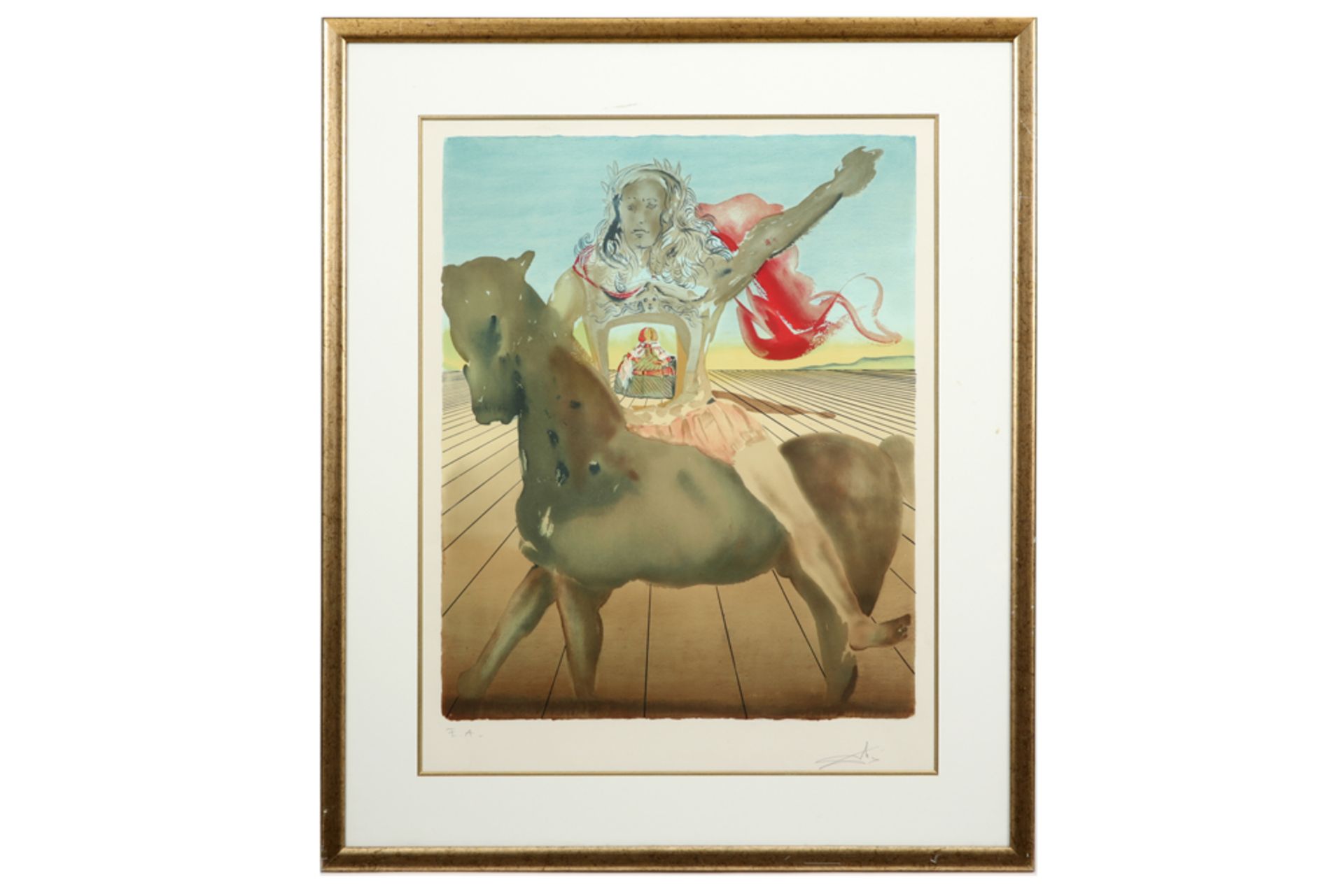 Salvador Dali signed lithograph printed in colors with a typical surrealist style theme || DALI - Image 3 of 3