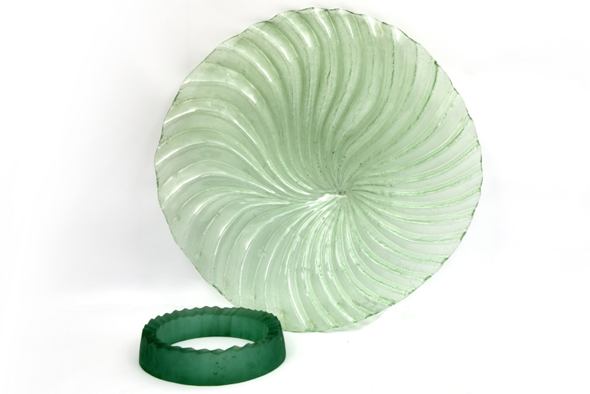 large Italian Murano bowl on its base in glass and frosted glass || Grote Italiaanse design schaal - Bild 4 aus 4
