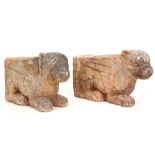 pair of decorative stone sculptures, maybe from the Mid-East purchased from an antique dealer in the