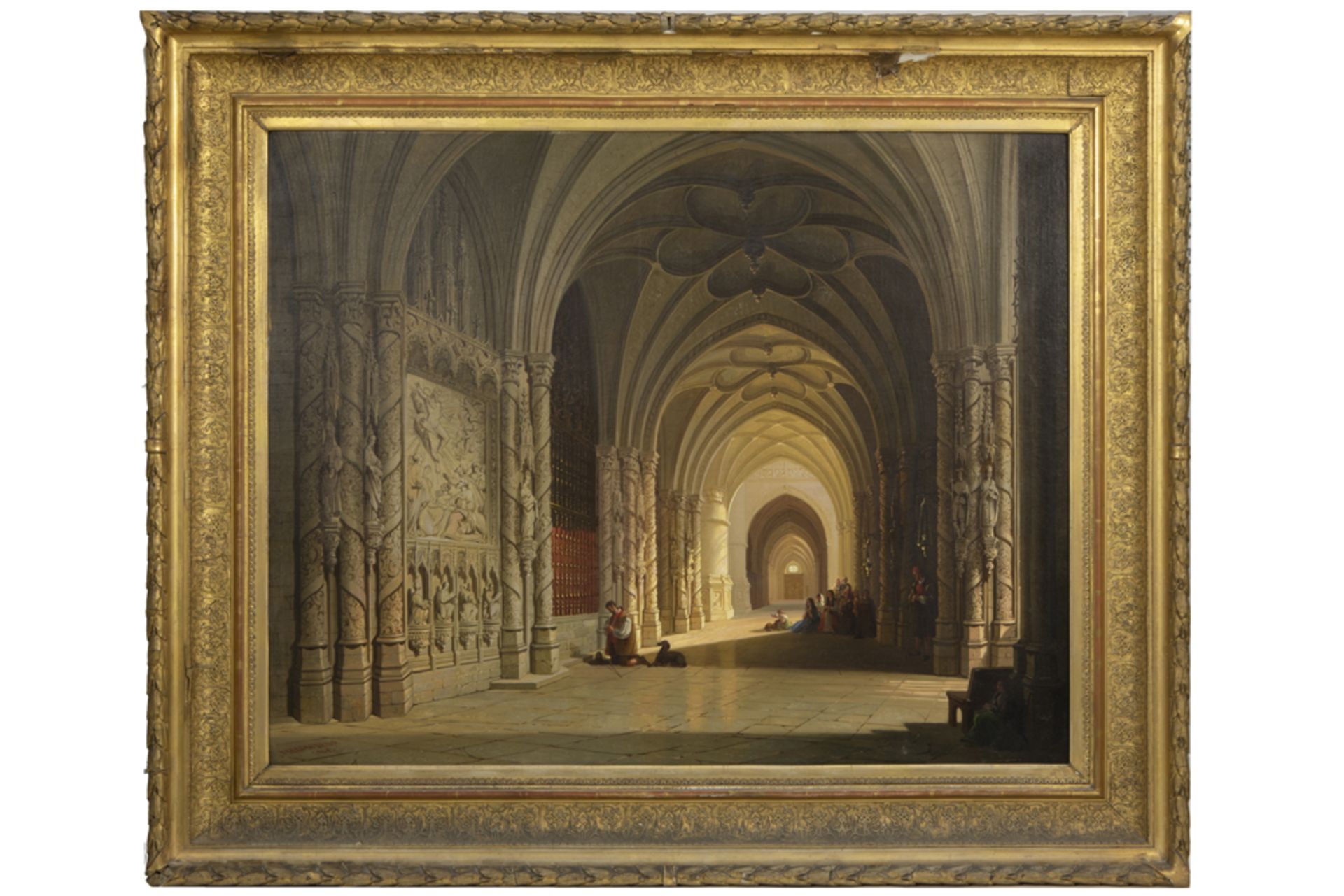 19th Cent. Belgian oil on panel with a typical theme - signed Joseph Maswiens and dated (18)66 || - Image 3 of 4
