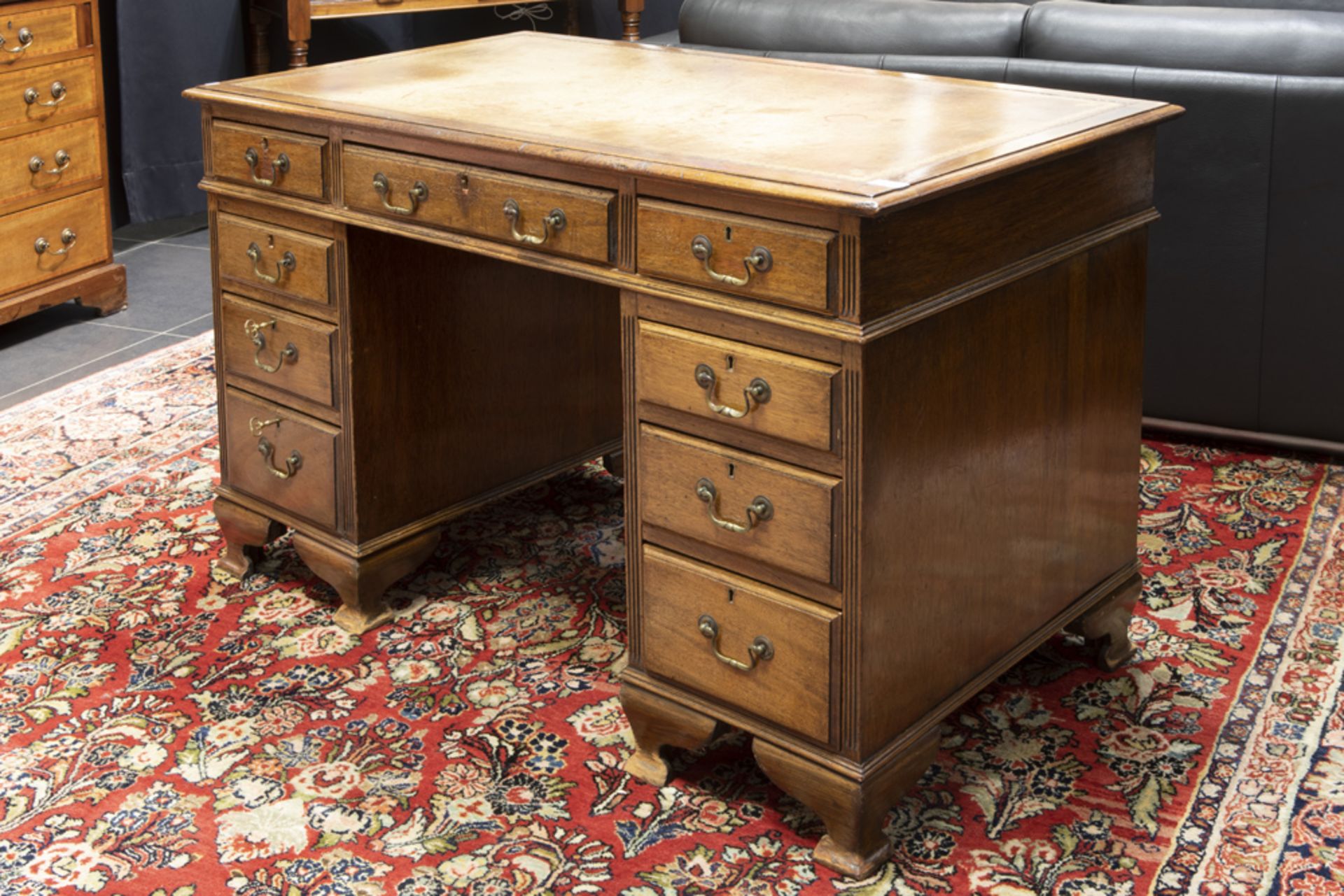 19th Cent. English "Partridge & Cooper Ltd - London" marked mahogany desk || PARTRIDGE & COOPER