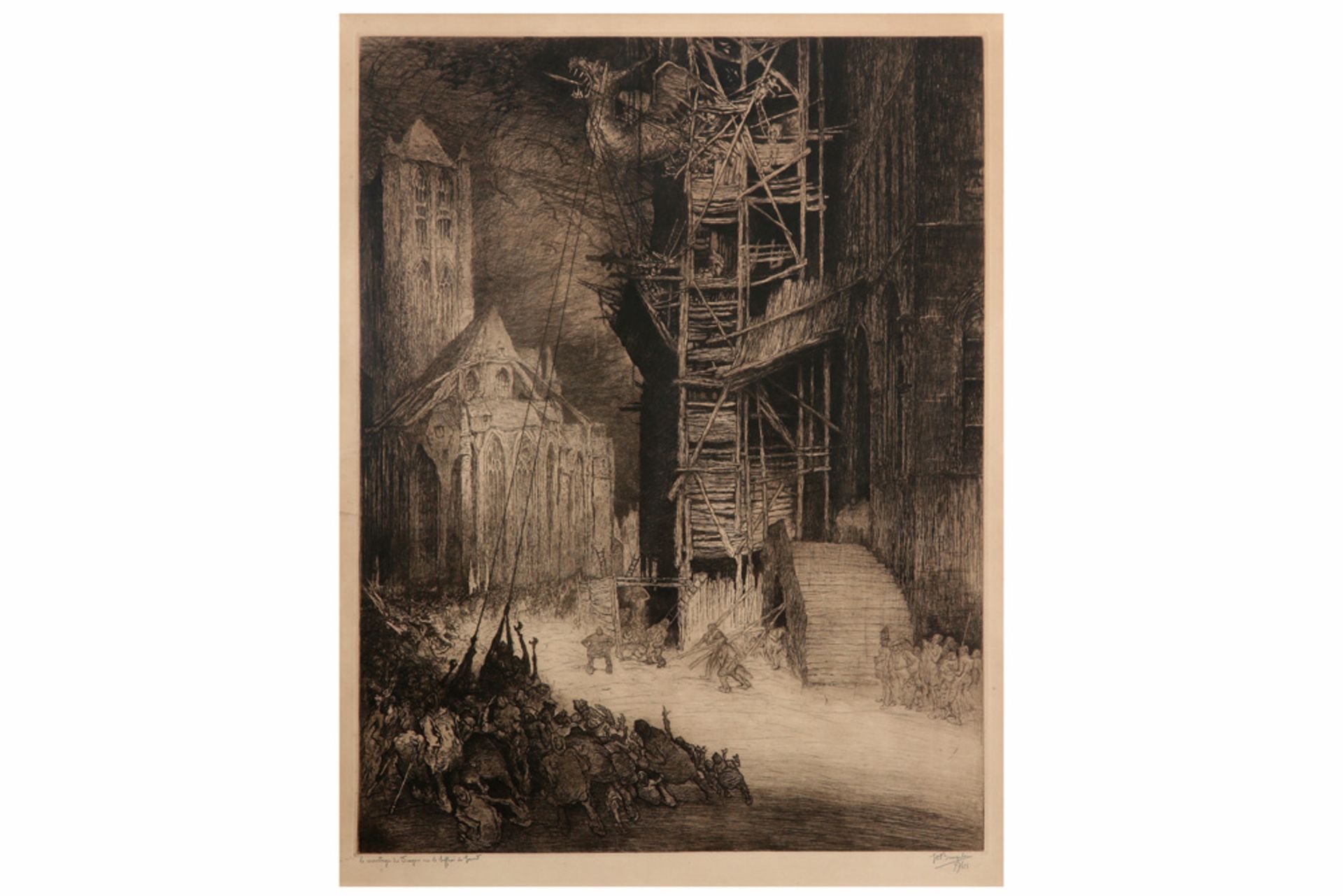 early 20th Cent. Belgian etching - signed Jules De Bruycker || DE BRUYCKER JULES (1870 - 1945) ets