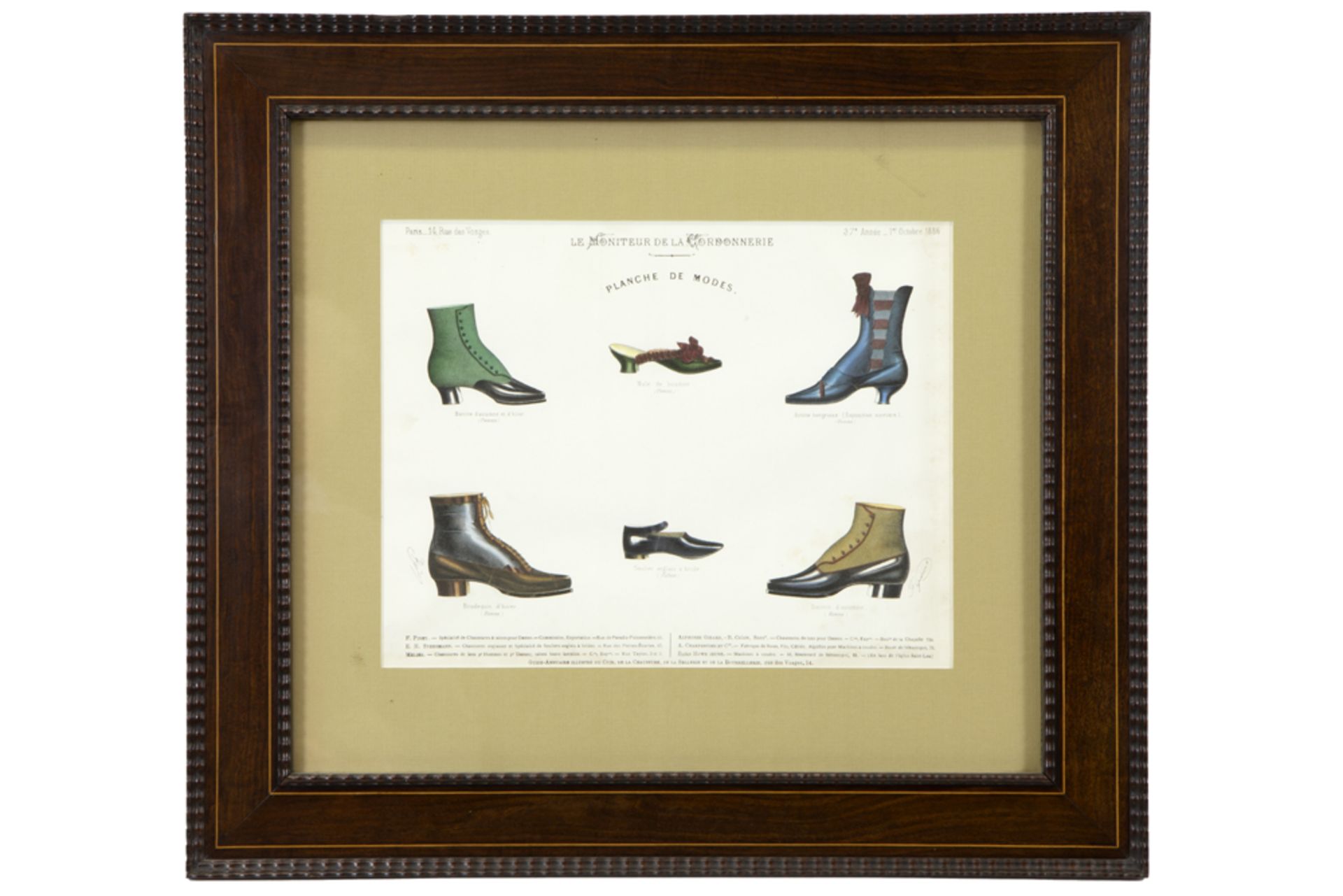 series of four prints concerning the shoe fashion || Reeks van vier oude prints ivm schoenenmode - - Image 2 of 5