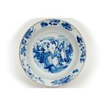 17th Cent. Chinese Kangxi period bowl in marked porcelain with a blue-white decor with a courtly