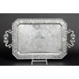 antique quite heavy Chinese (dinner)-tray in marked silver || Antieke vrij zware (3018 gram) Chinese