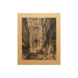 20th Cent. Belgian etching with a view of the Rouen carthedral - signed Jules De Bruycker and