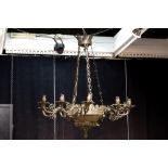 antique French Charles X style candle chandelier in silverplated bronze with ten branches and
