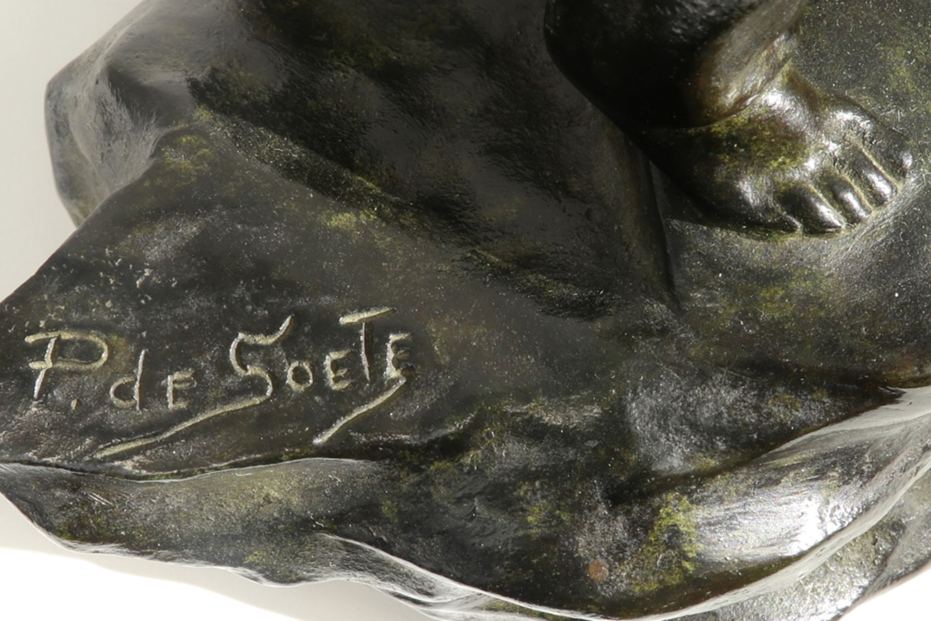 early 20th Cent. "Fisherman" sculpture in bronze - signed Pierre de Soete the big version of this - Image 5 of 5