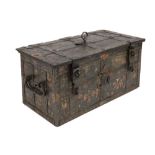 very nice 17th Cent. (money/documents) chest in iron with beautiful original paintings and a
