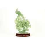 quite big Chinese jade sculpture||Vrij grote (46 cm hoog) Chinese sculptuur in jade : "Vogel op