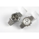 two steel wristwatches of which one is marked Tag Heuer ||Lot van twee polshorloges in staal,