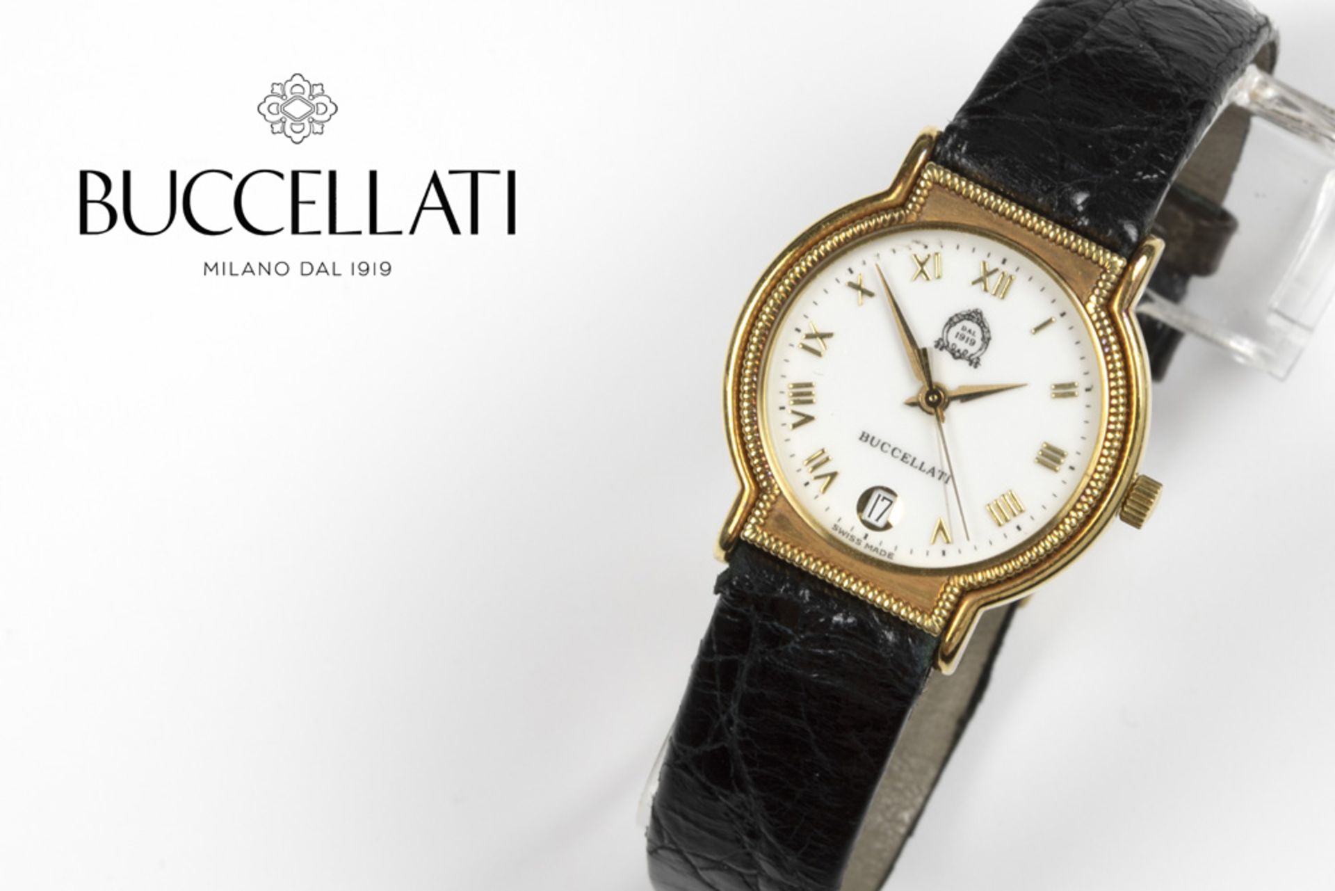 completely original Mario Buccellati marked quartz "Dal 1919" ladies' wristwatch (with date) in