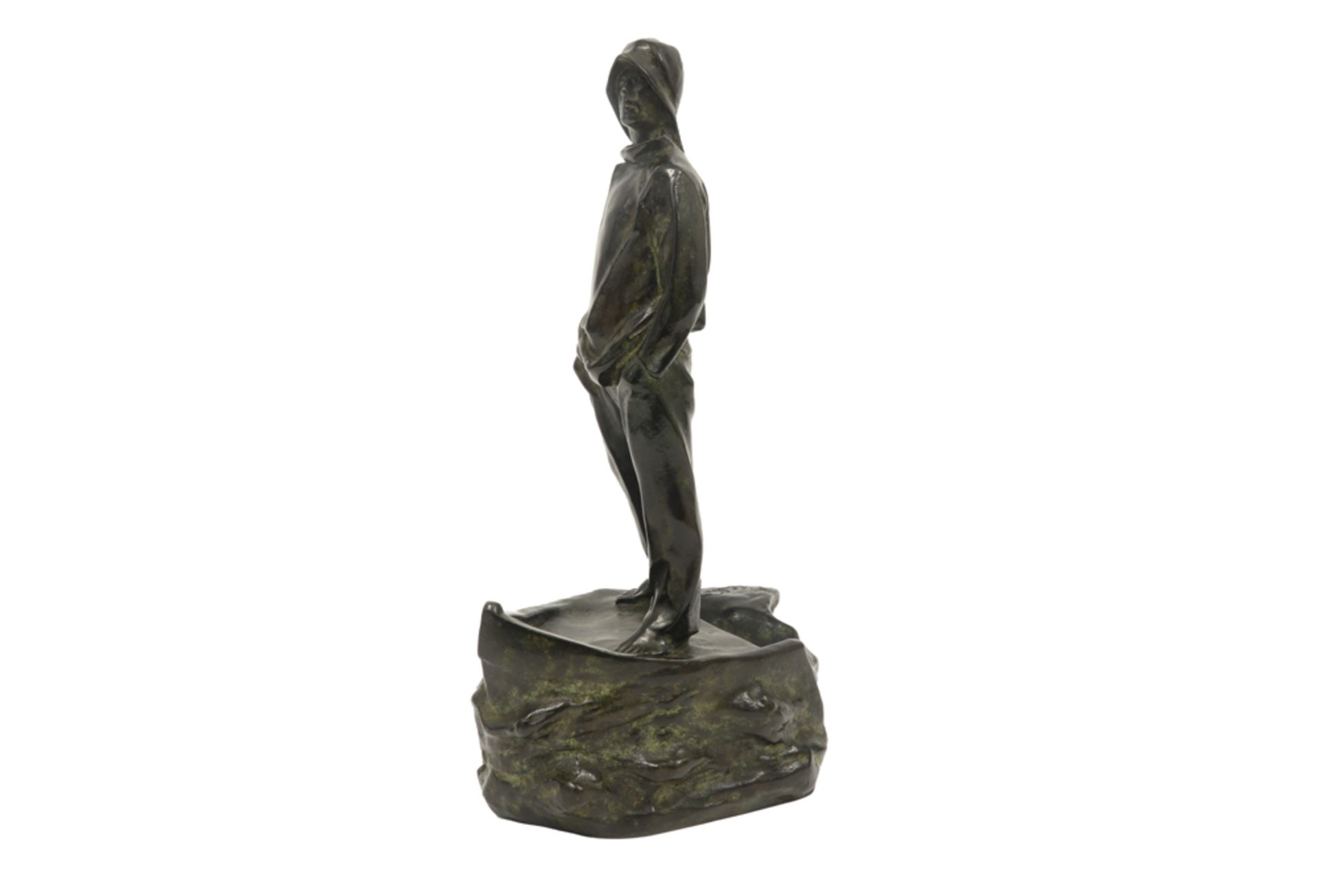 early 20th Cent. "Fisherman" sculpture in bronze - signed Pierre de Soete the big version of this - Image 2 of 5