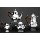 thirties'/forties' Belgian 4pc coffee and teaset in marked silver||Belgisch vierdelig koffie- en