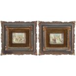 two French miniatures||Twee Franse miniaturen : "Het concert" en "Galante scène" - telkens : 8,5 x 7