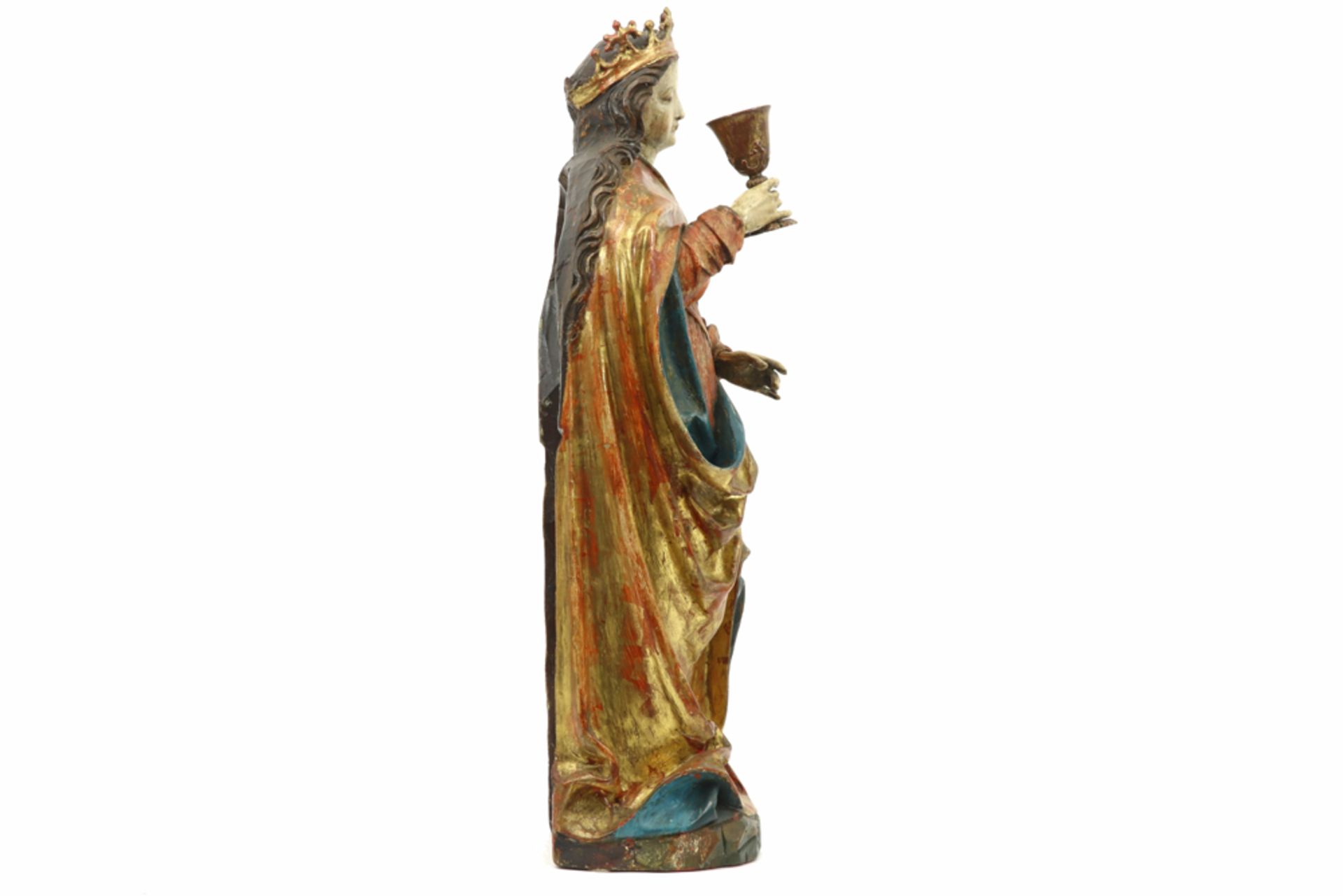 15th Cent. Flemish gothic style sculpture in wood with well preserved polychromy representing " - Bild 4 aus 5