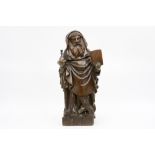 17th/18th Cent. "Saint" sculpture in wood||Antieke houtsculptuur : "Heilige met boek en ciborie" -