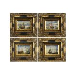 series of four 20th Cent. oil on panel with a marine||Serie van vier 20ste eeuwse olieverfschilderij
