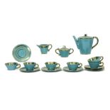 Italian Art Deco coffeeset (15 pcs) in ICAP marked ceramic||Mooi Italiaans vijftiendelig Art Deco