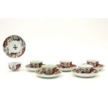 series of six Japanese maybe 18th Cent. sets of cup and saucer in porcelain with Imari decor||