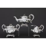 19th Cent. Belgian 3pc teaset with a pair of cups and their saucers in Nicolas Monoyer signed and