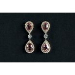 pair of beautiful earrings in white and pink gold (18 carat) with 5,20 carat of Tourmalines with