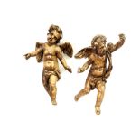 pair of 17th/18th Cent. baroque style cupid sculptures in wood||Paar zeventiende/achttiende eeuwse