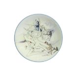 plate with a chromography on Limoges marked porcelain from the series "La conquête du Cosmos" - n°