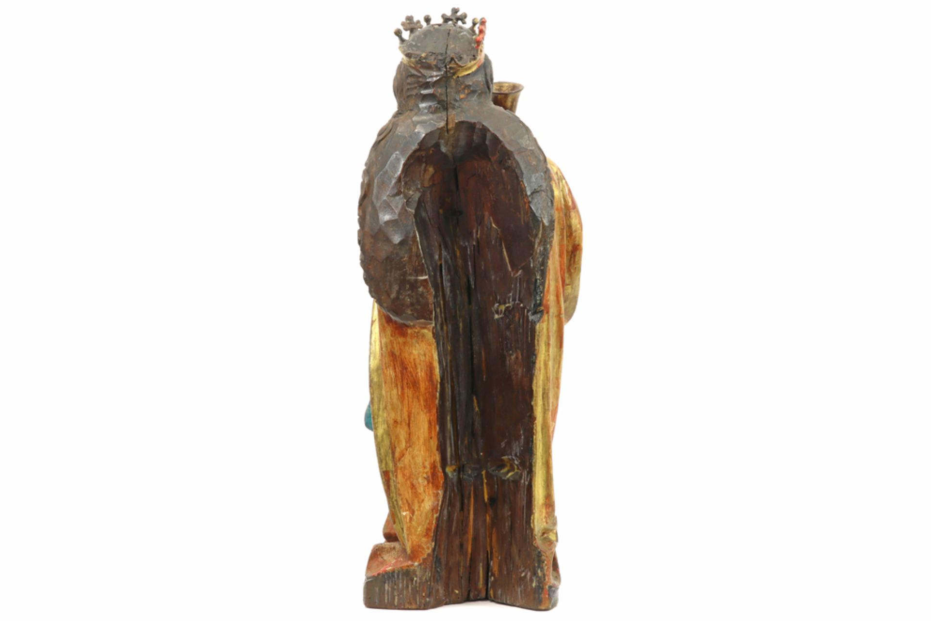 15th Cent. Flemish gothic style sculpture in wood with well preserved polychromy representing " - Bild 3 aus 5