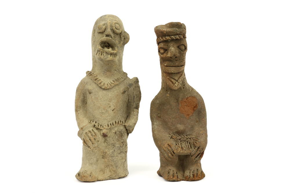 two antique earthenware figures from the "Koma" in Ghana, maybe dating from the 13th till 16th
