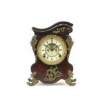 antique clock with bronze ornaments with an American "Ansonia" marked work dated 1882||Antieke
